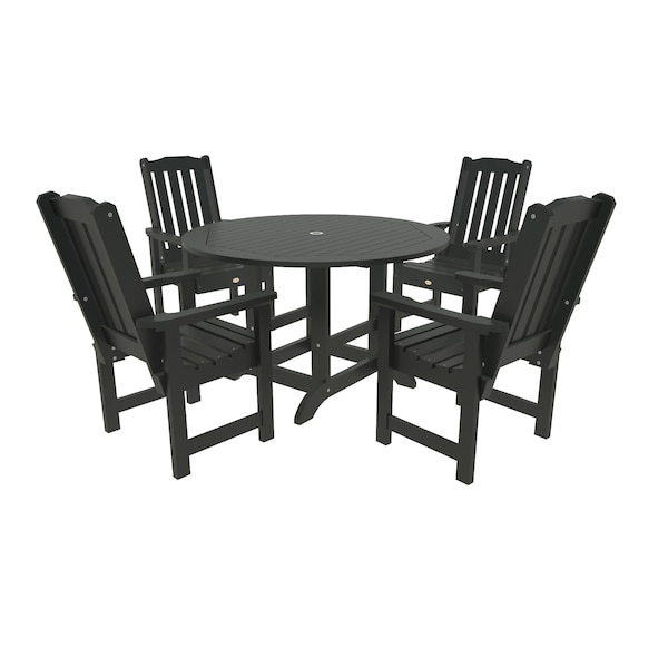 Highwood Usa Lehigh 5pc Round Outdoor Patio Furniture Dining Set AD-DNL48-BKE - main